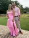 Elegant Pink Split Side A-line Ruffles Tiered Long Prom Dress,PD381805