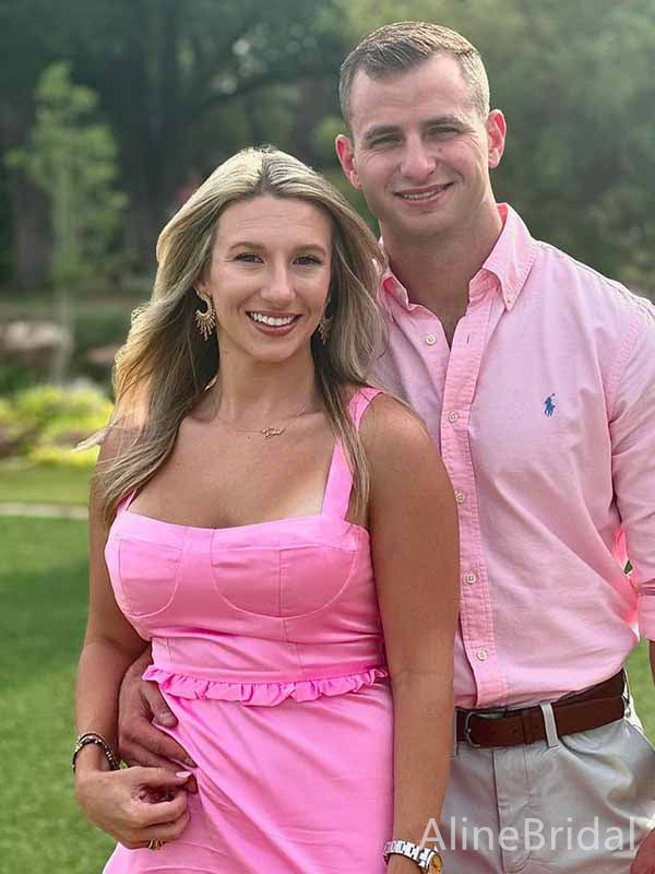 Elegant Pink Split Side A-line Ruffles Tiered Long Prom Dress,PD381805