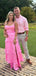 Elegant Pink Split Side A-line Ruffles Tiered Long Prom Dress,PD381805