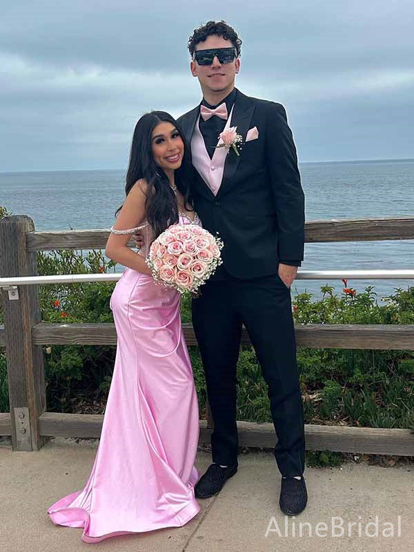 Sparkly Pink Off the Shoulder Corset Mermaid Long Prom Dress, Evening Dress, PD381810