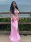Sparkly Pink Off the Shoulder Corset Mermaid Long Prom Dress, Evening Dress, PD381810