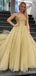 Elegant Champagne Strapless A-line Long Layered Tulle Prom Dress, Evening Gown, PD381820