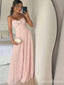 Gorgeous Pink Sweet Bow Handmade Flowers Strapless A-line Long Prom Dress,PD381821