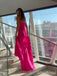 Elegant Hot Pink Sweetheart Strapless Mermaid Long Prom Dress with Front Twist,PD381825