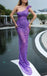 Sexy Purple One Shoulder Sleeveless Mermaid Floor Length Prom Dress, PD3672