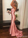 Sexy Pink V-neck Mermaid Long Prom Dress with Sweep Train, Stunning Evening Gown, PD381831