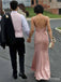 Elegant Pink V-neck Spaghetti Strap Side Slit A-line Long Prom Dress, PD381833