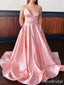 Gorgeous Pink V-neck Spaghetti Strap A-line Long Prom Dress, Evening Gown, PD381841