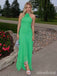 Unique Green Halter Mermaid Long Prom Dress, PD381847