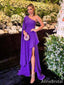 Gorgeous Purple One Shoulder Asymmetrical Long Prom Dress, Evening Dress, PD381848