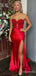 Gorgeous Lace Sweetheart Red Lace Long Mermaid Prom Dress with Slit, Evening Dress, PD381865