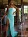 Elegant Sky Blue Backless Side Slit Long Mermaid Prom Dress, Evening Dress, PD381877
