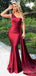 Elegant Red One Shoulder Long Mermaid Prom Dress, Evening Dress, PD381882