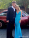 Sparkly Tiffany Blue V-neck Long Mermaid Prom Dress with Rhinestone, Evening Dress,PD381887