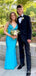 Sparkly Tiffany Blue V-neck Long Mermaid Prom Dress with Rhinestone, Evening Dress,PD381887