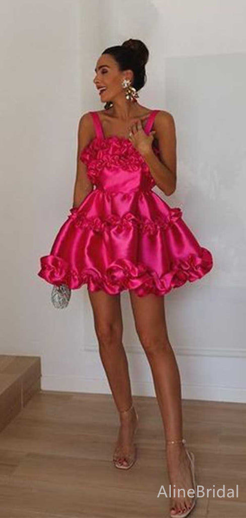 Elegant Hot Pink A-line Short Mini Homecoming Dress, Evening Dress, HD32668