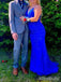 Gorgeous Royal Blue Lace V-neck Mermaid Long Prom Dress, Evening Dress, PD381892