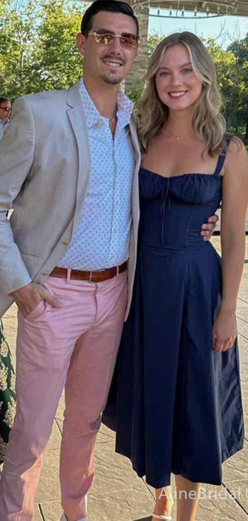 Elegant Dark Blue Sweetheart Corset A-line Long Prom Dress, Evening Dress, PD381899