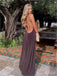 Sexy Mocha V-neck Backless Long Prom Dress with Cut-Out, PD381901