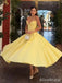 Gorgeous Yellow V-neck Strapless Corset A-line Long Prom Dress, Evening Dress, PD381903