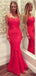 Gorgeous Red Sweetheart Spaghetti Strap Long Mermaid Lace Evening Dress, Prom Dress, PD381926