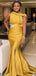 Gorgeous Yellow Mermaid Long Evening Dress with Slit-One-Shoulder Prom Dress, PD381935