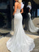 Sparkly White One-Shoulder Sweetheart Long Mermaid Evening Dress with Beading, PD381936