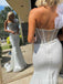 Sparkly White One-Shoulder Sweetheart Long Mermaid Evening Dress with Beading, PD381936