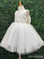 Cute Ivory A-line Long Flower Girl Dress with Beadings, FGS185