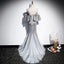 Sexy Silver Off the Shoulder Sleeveless Mermaid Long Prom Dress, PD3694