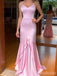 Elegant Pink V-neck Spaghetti Strap Long Prom Dress, Evening Dress, PD381946