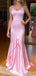 Elegant Pink V-neck Spaghetti Strap Long Prom Dress, Evening Dress, PD381946