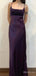 Elegant Purple Square Spaghetti Strap Fit and Flare Long Prom Dress, Evening Dress, PD381961