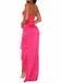 Elegant Hot Pink Sweetheart Ruffles Long Prom Dress with Slit, Evening Dress, PD381957