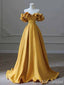Gorgeous Yellow V-neck Ruffles Strapless A-line Long Ball Gown, Evening Gown, PD381976