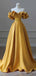 Gorgeous Yellow V-neck Ruffles Strapless A-line Long Ball Gown, Evening Gown, PD381976
