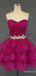 Elegant Sweetheart Strapless Hot Pink A-line Short Tulle Homecoming Dress, HD328006