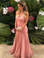 Elegant Pink Cowl Neck Spaghetti Strap Mermaid Long Prom Dress, PD381989