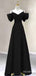 Elegant Black Off-the-Shoulder A-line Long Prom Dress,PD382005