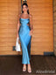 Unique Blue Spaghetti Strap Side Cut-Out Mermaid Long Prom Dress,PD382006