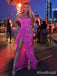 Elegant Hot Pink Feather Strapless High Slit Prom Dress, PD382007