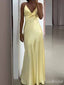 Sexy V-neck Yellow Cut Out Mermaid Long Prom Dress with Bow Detailing, PD382015