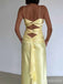 Sexy V-neck Yellow Cut Out Mermaid Long Prom Dress with Bow Detailing, PD382015