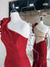 Sexy Red Velvet One Shoulder Sleeveless Mermaid Long Prom Dress, Evening Gown, PD3695