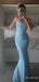 Elegant Pale Blue Spaghetti Strap Mermaid Long Prom Dress, Evening Dress, PD382029