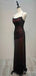 Black&Burgundy Spaghetti Strap Backless Mermaid Long Tulle Prom Dress, PD382042