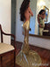 Sparkly Gold V-neck Backless Long Mermaid Prom Dress, Evening Dress, PD382081