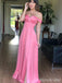 Stunning Pink Sweetheart Off-the-Shoulder Long Mermaid Prom Dress with Slit, Evening Dress, PD382083
