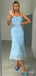 Elegant Blue Sweetheart Strapless Midi Prom Dress, Evening Dress, PD382087