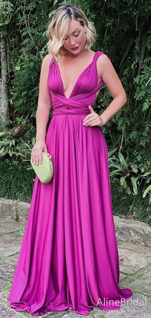 Sexy Purple V-neck A-line Long Prom Dress, Evening Dress, PD382098